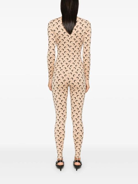 Marine Serre jersey moon jumpsuit - Neutrals