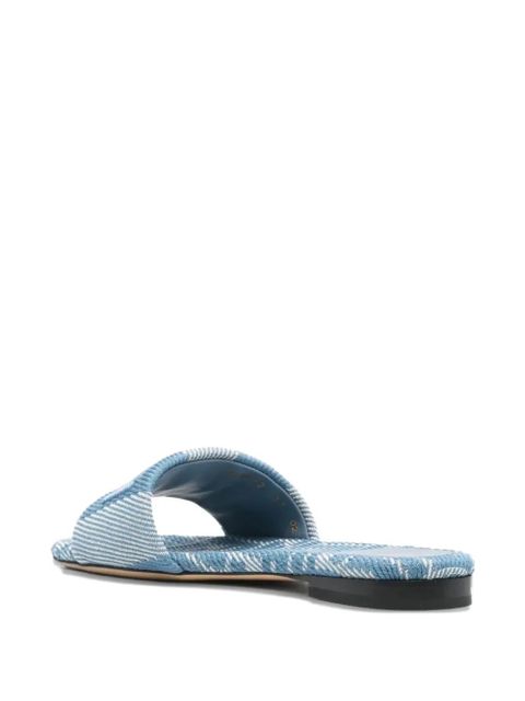 FENDI Sunshine logo-embroidered flat sandals - Blue
