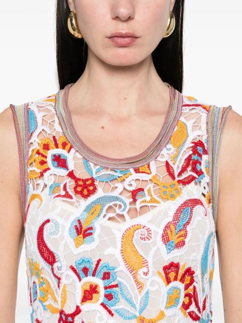 ETRO floral-lace midi dress - White