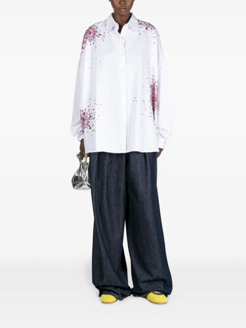 DRIES VAN NOTEN embellished cocoon shirt - White - zdjęcie produktu nr 2