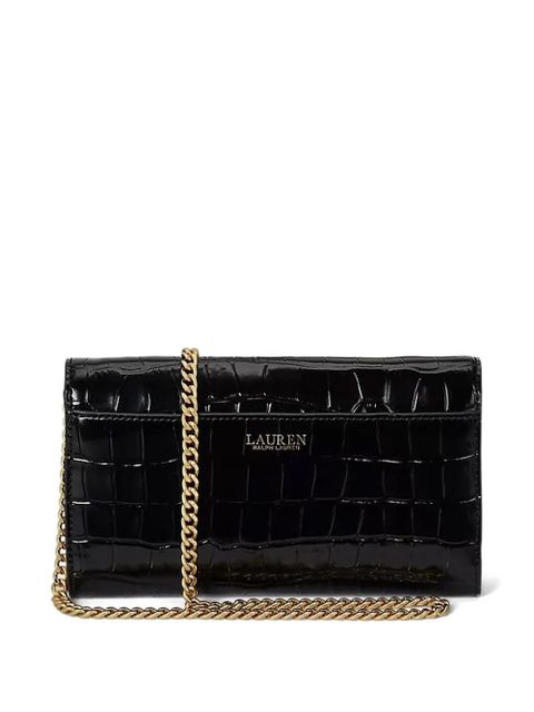 Lauren Ralph Lauren medium Adair II chain-strap croc-effect cross-body bag - Black