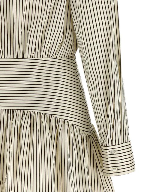 STAUD Rocco striped shirt-collar mini dress - Neutrals