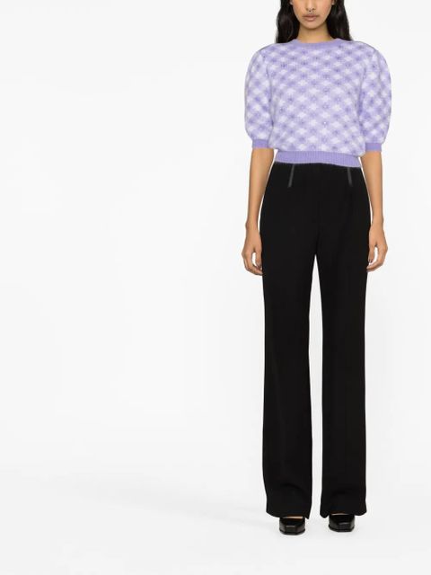 Alessandra Rich crystal-embellished diamond-jacquard top - Purple - zdjęcie produktu nr 2