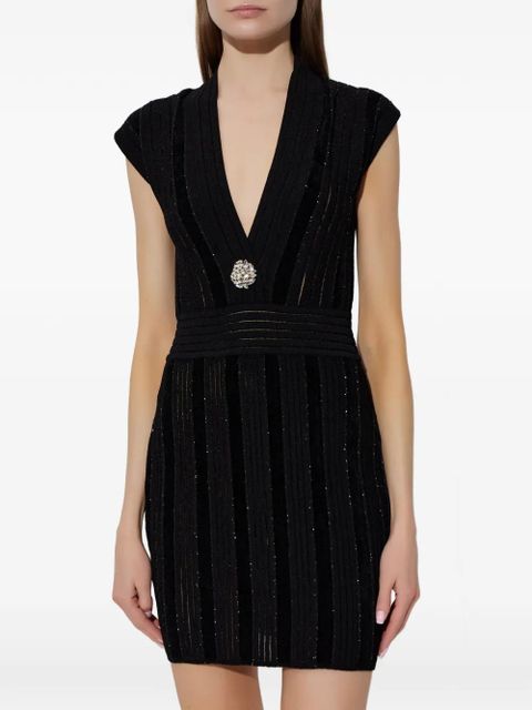 Balmain embellished-chest V-neck dress - Black - zdjęcie produktu nr 2