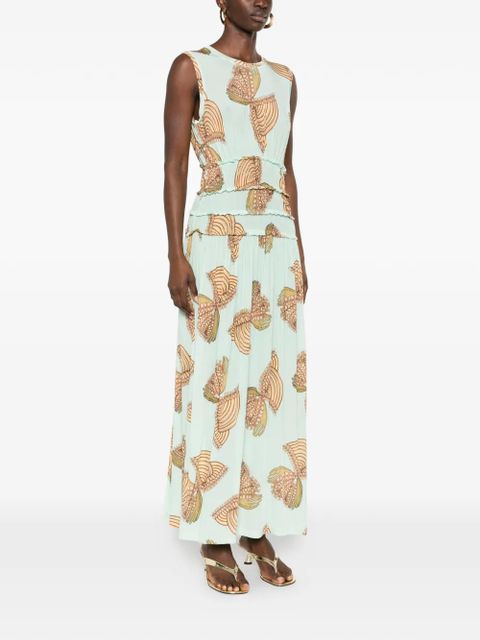 Ulla Johnson Kamaria butterfly-print maxi dress - Green
