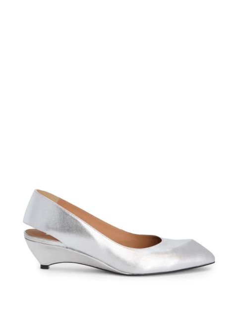 Jil Sander laminated leather slingback pumps - Silver - zdjęcie produktu nr 1