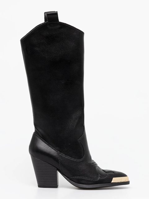 Versace Jeans Couture kozaki skórzane damskie kolor czarny na słupku 79VA3S12 ZPB68 899 - zdjęcie produktu nr 2