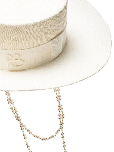 Ruslan Baginskiy Double-chain strap boater hat - Neutrals