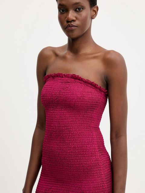 Bardot sukienka AZURA kolor bordowy midi rozkloszowana 59882DB