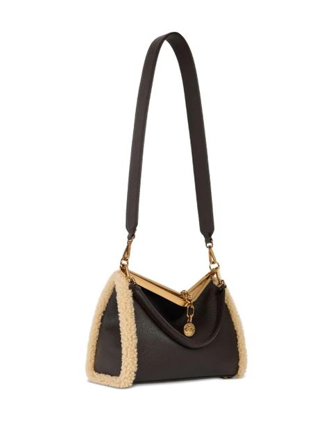 ETRO medium VELA shearling-trimmed clasp shoulder bag - Brown