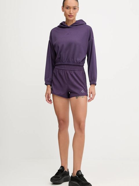 adidas Performance bluza treningowa Cover-up damska kolor fioletowy z kapturem gładka JY2667 - zdjęcie produktu nr 2