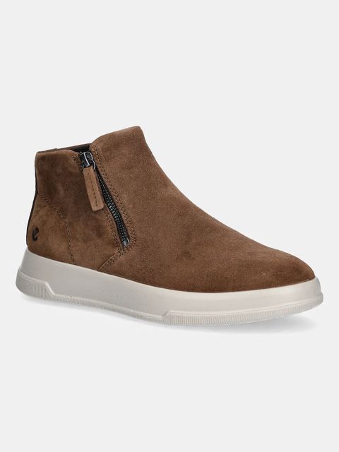 Ecco buty zamszowe Move Zip Bootie damskie kolor brązowy 223823-05034 - zdjęcie produktu nr 1