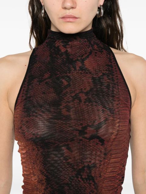 Jean Paul Gaultier python-print maxi dress - Brown