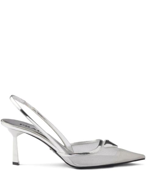 Prada 75mm triangle-logo slingback pumps - White - zdjęcie produktu nr 1