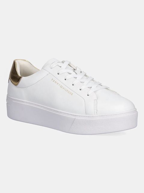 Tommy Hilfiger sneakersy skórzane ESSENTIAL PLATFORM COURT SNEAKER damskie kolor biały FW0FW08756 - zdjęcie produktu nr 1