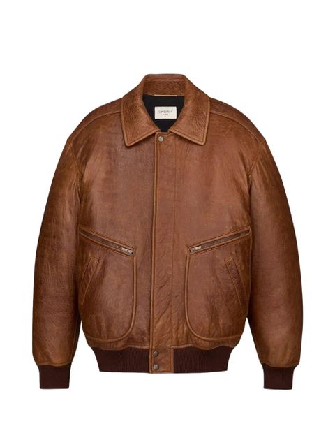 Saint Laurent pocket leather jacket - Brown - zdjęcie produktu nr 1