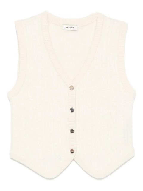 SANDRO ribbed buttoned cardigan - Neutrals - zdjęcie produktu nr 1