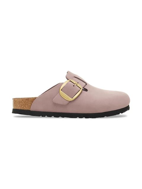 Birkenstock klapki nubukowe Boston Big Buckle damskie kolor fioletowy 1030544 - zdjęcie produktu nr 1