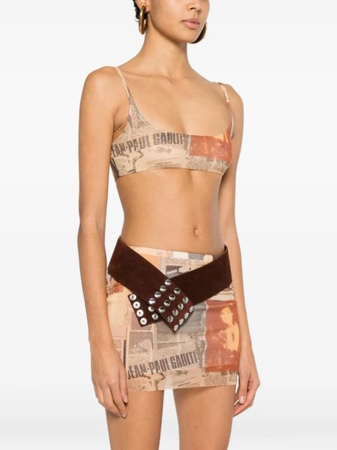 Jean Paul Gaultier newspaper-print top - Neutrals