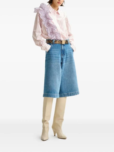 Essentiel Antwerp Ibody ruffle-detail striped shirt - Red