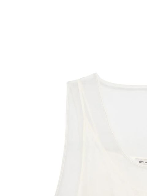 AMI Paris sheer-panel silk blouse - Neutrals