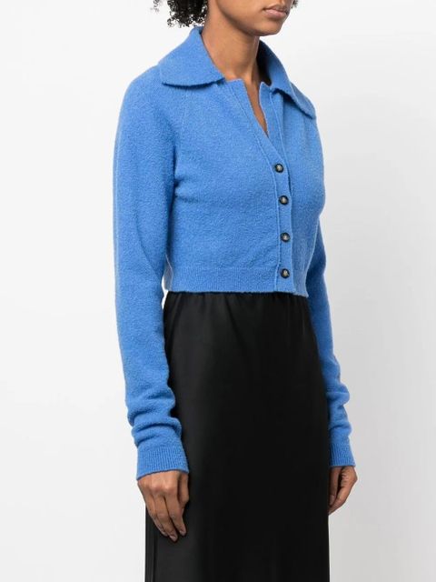 Nanushka spread-collar cropped cardigan - Blue