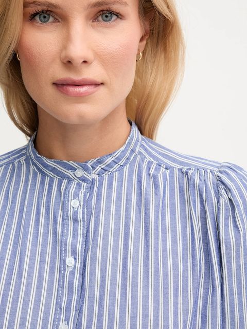 Pepe Jeans koszula bawełniana damska kolor niebieski regular ze stójką PL3051268