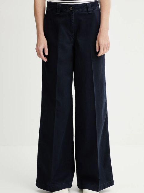 Calvin Klein spodnie damskie kolor granatowy szerokie high waist LV044C645G - zdjęcie produktu nr 1