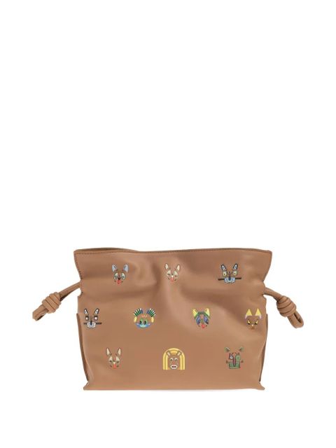 LOEWE mini Flamenco cat-print shoulder bag - Brown