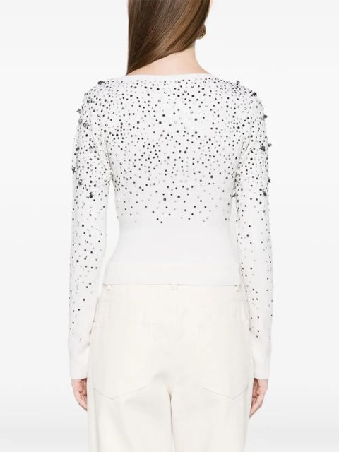 Max Mara sequin v-neck knitwear - White