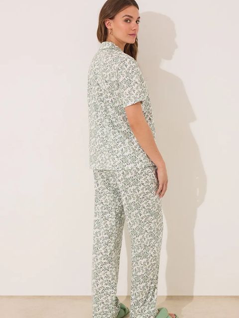 women'secret piżama damska kolor zielony bawełniana 3592397