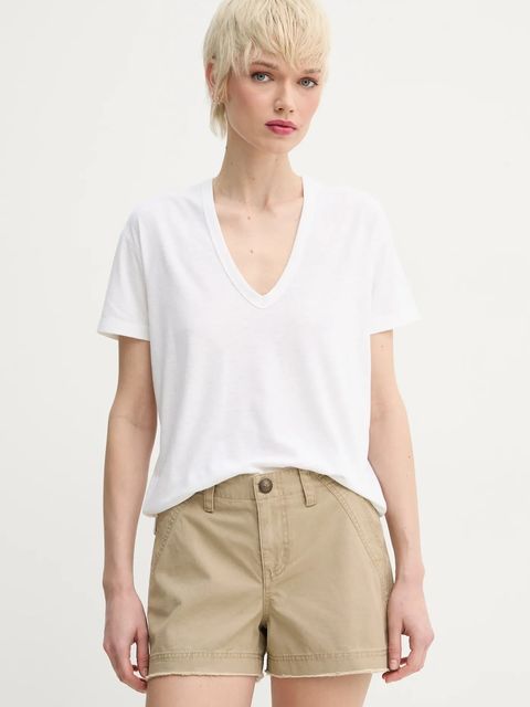 ZADIG&VOLTAIRE t-shirt z domieszką lnu damski kolor biały JWTS02726 - zdjęcie produktu nr 1