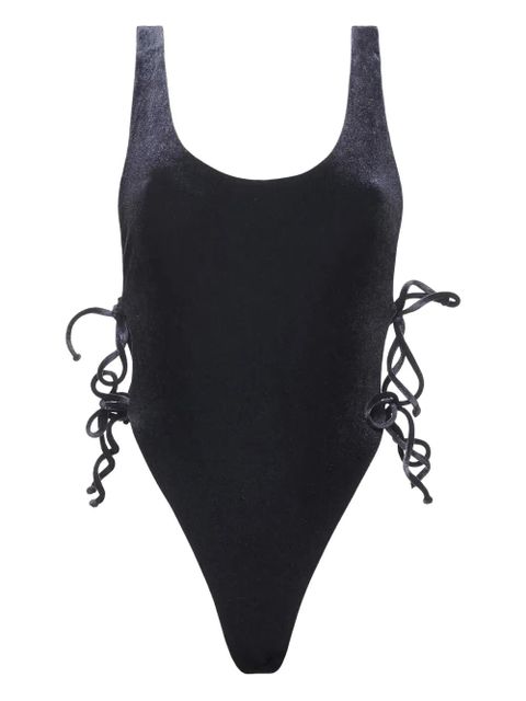 Reina Olga Bowie velvet lace-up swimsuit - Black - zdjęcie produktu nr 1