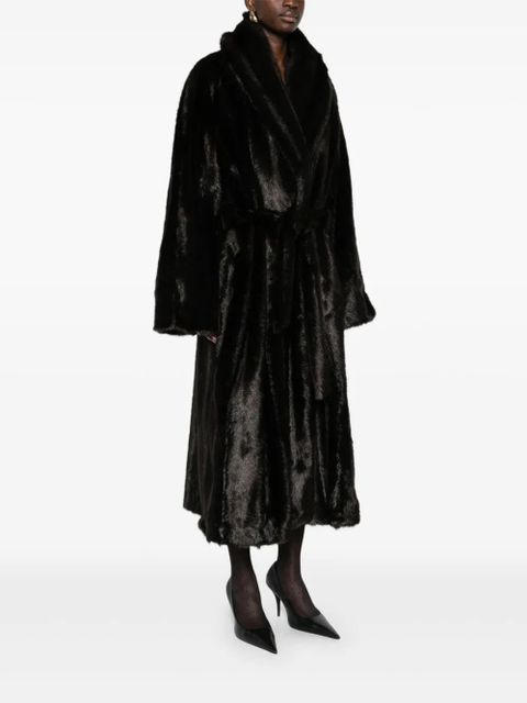 Magda Butrym shawl-lapels belted coat - Brown