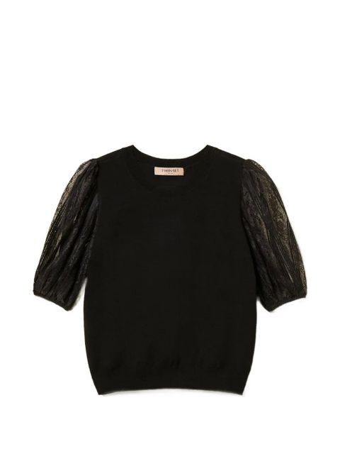 TWINSET lace-sleeve T-shirt - Black - zdjęcie produktu nr 1