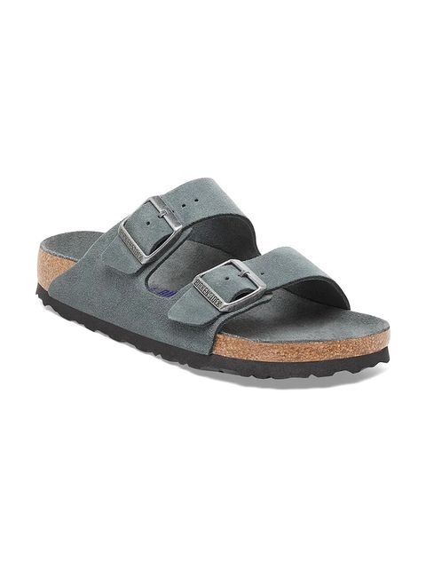 Birkenstock klapki zamszowe Arizona damskie kolor szary 1030912