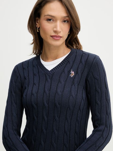 U.S. Polo Assn. sweter bawełniany V-NECK CABLE