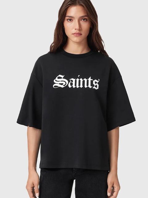 AllSaints t-shirt bawełniany SAINT damski kolor czarny W139JD - zdjęcie produktu nr 1