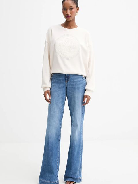 Guess bluza 4G damska kolor beżowy z aplikacją W5YQ07 KB681