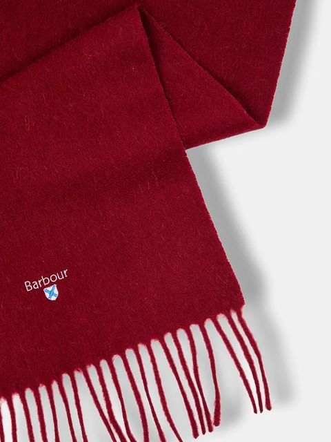 Barbour szalik wełniany kolor czerwony gładki USC0008