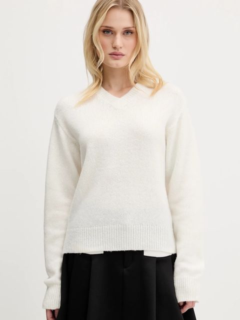 HUGO sweter wełniany damski kolor beżowy 50545092 - zdjęcie produktu nr 1