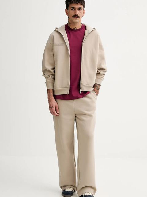 Pangaia bluza bawełniana kolor beżowy z kapturem gładka 10002675