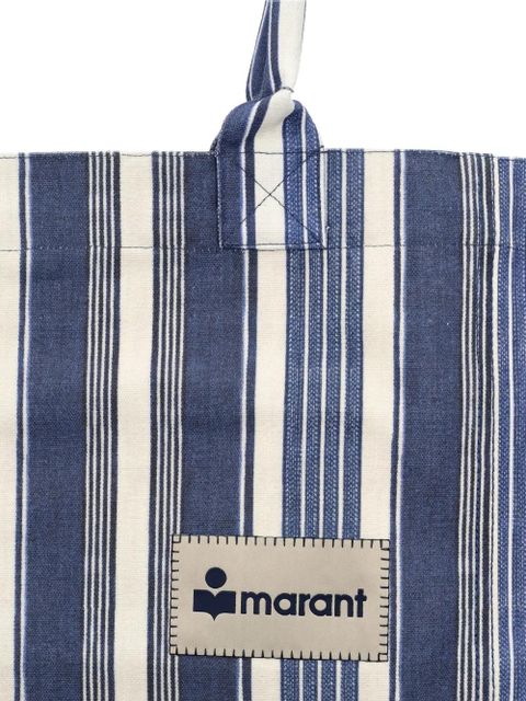 ISABEL MARANT striped-pattern logo-patch tote bag - Blue
