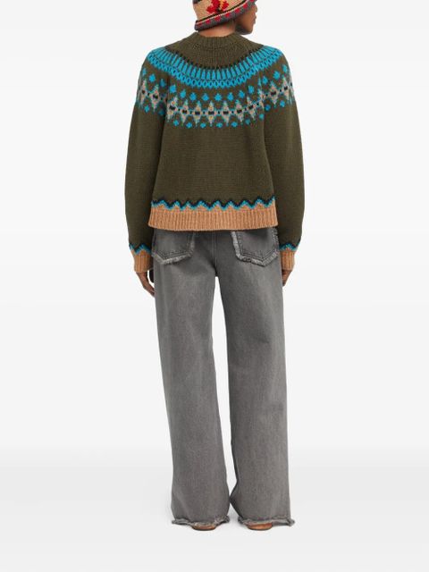 Alanui Sweet Winter fair isle pattern wool sweater - Green