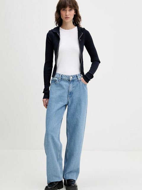 Tommy Jeans kardigan damski kolor granatowy lekki DW0DW21673