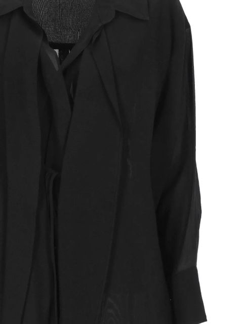 Eleh semi-sheer tie-fastening shirt - Black