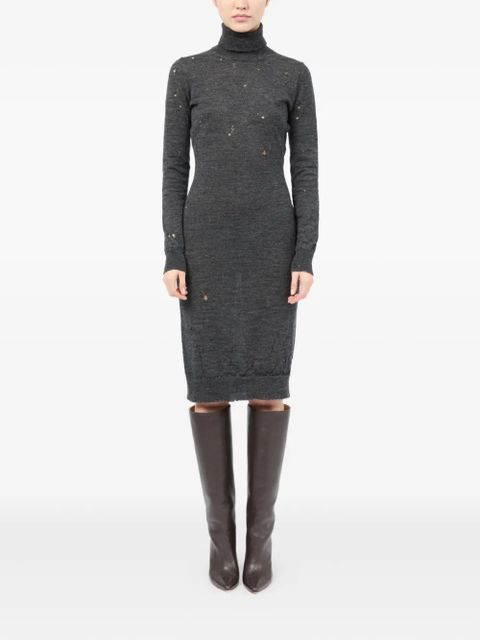 MM6 Maison Margiela turtleneck ribbed dress - Grey