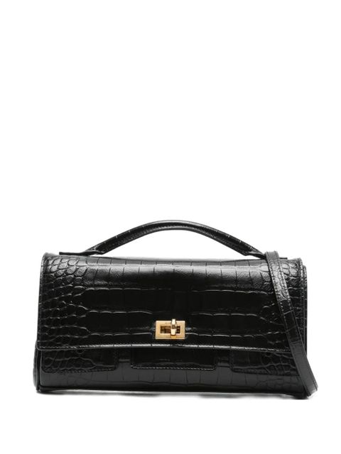 Balenciaga embossed croc crossbody bag - Black