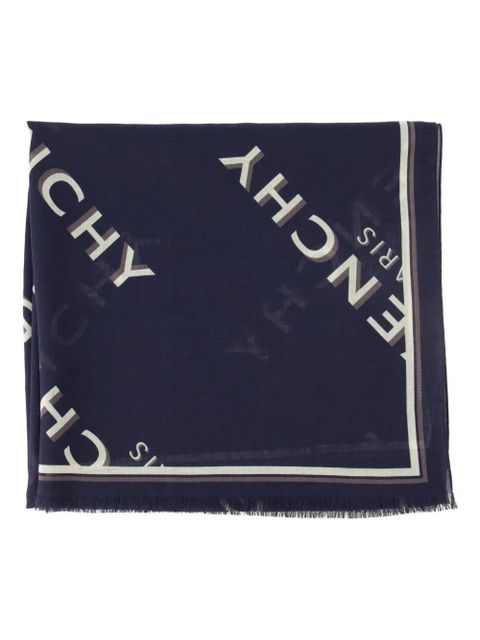 Givenchy monogram fringed scarf - Blue