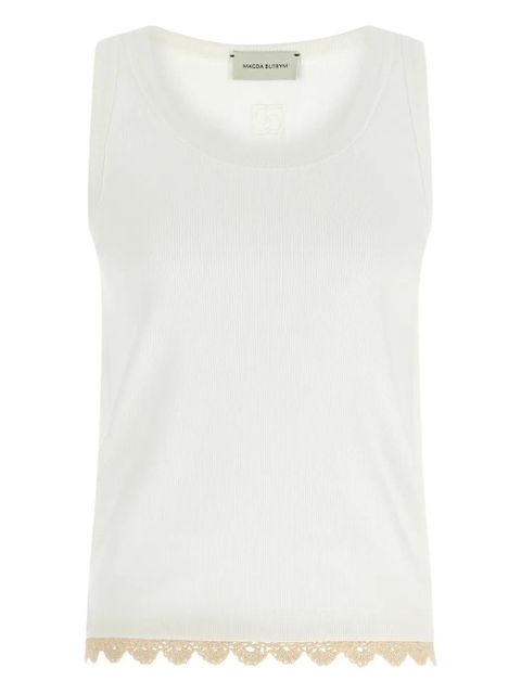 Magda Butrym ribbed crochet-trimmed top - White - zdjęcie produktu nr 1